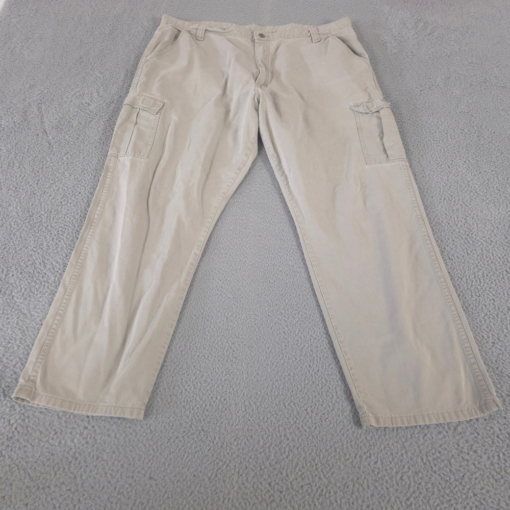 Wrangler Pants Mens 42x32 Tan Straight Leg Cargo 100% Cotton Twill Preppy Casual